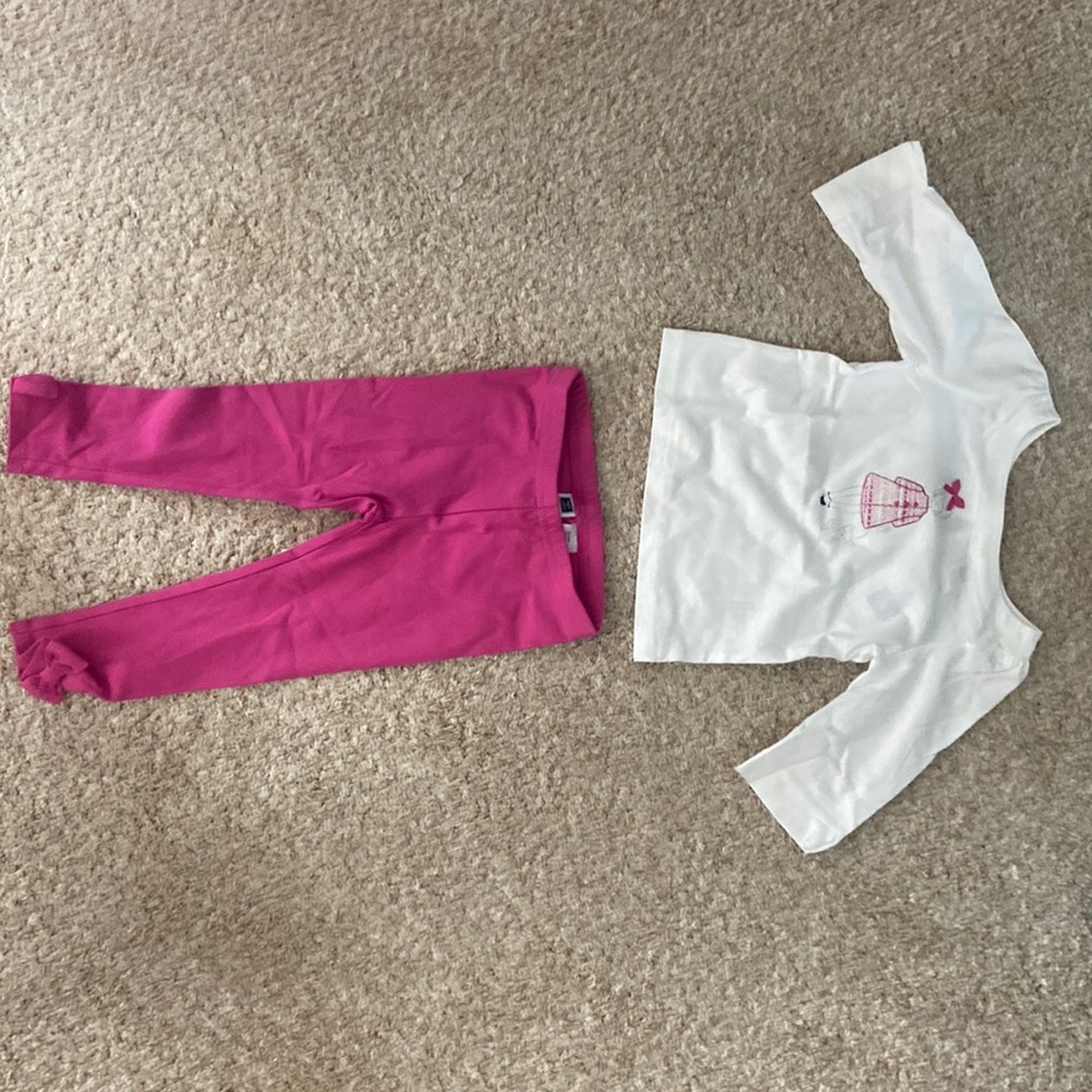 Janie and Jack 18-24 month girls outfit pink and white